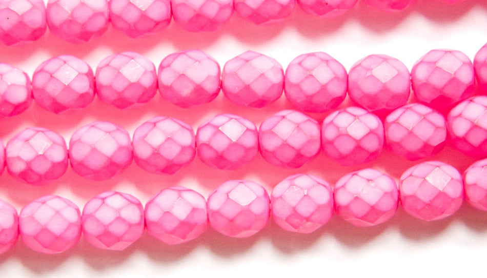 8mm Matte Plum Coated Czech Firepolish Faceted Glass Beads (25)