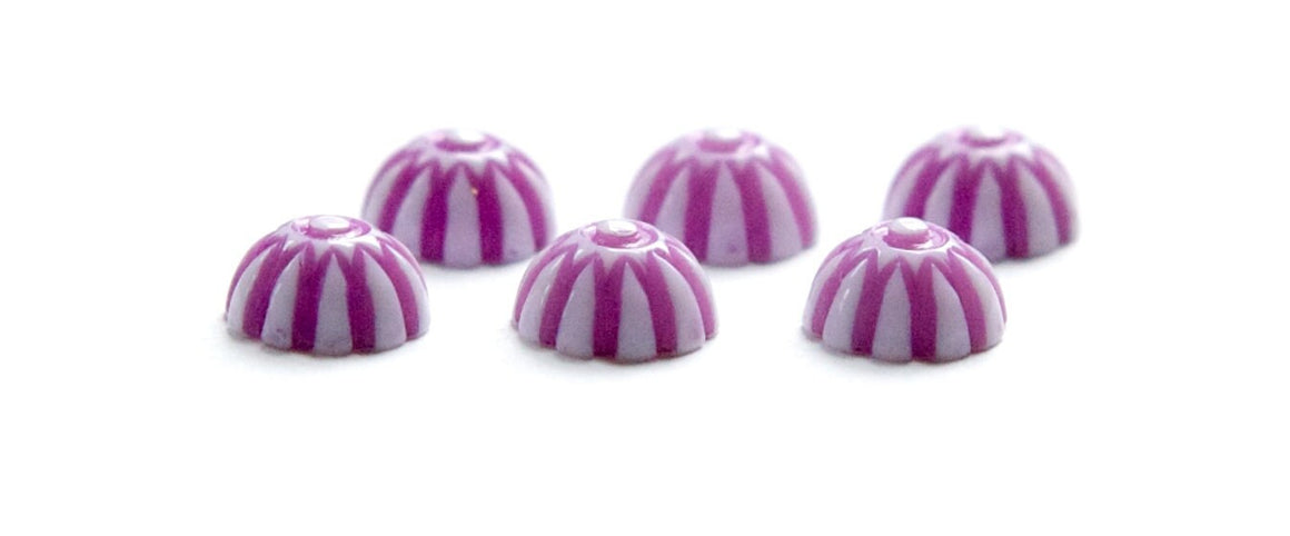 Vintage Purple and White Domed Cabochons 8mm (12) cab408C