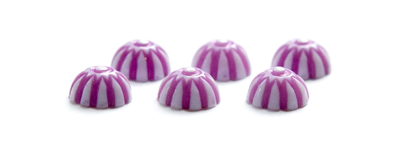 Vintage Purple and White Domed Cabochons 8mm (12) cab408C