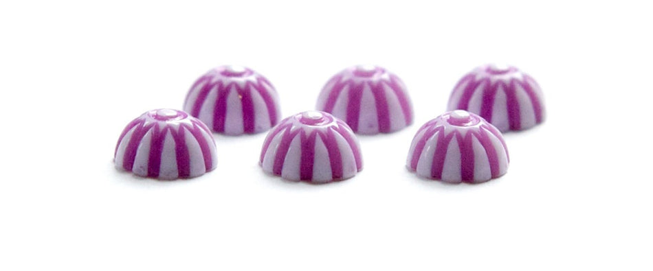 Vintage Purple and White Domed Cabochons 8mm (12) cab408C