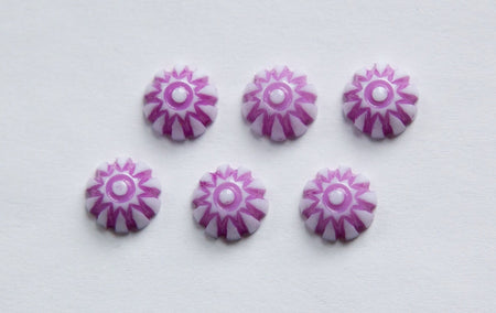Vintage Purple and White Domed Cabochons 8mm (12) cab408C