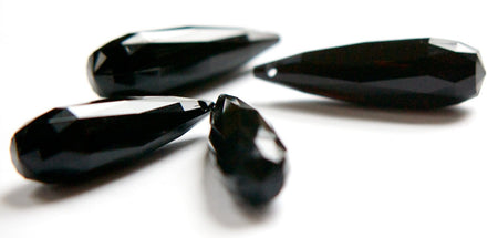 Vintage Black Acrylic Faceted Teardrop Pendants pnd099