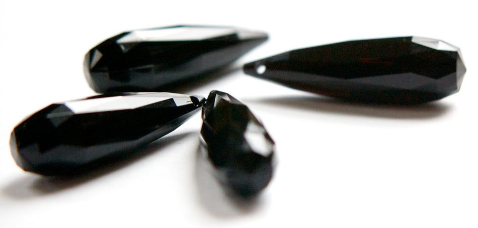 Vintage Black Acrylic Faceted Teardrop Pendants pnd099