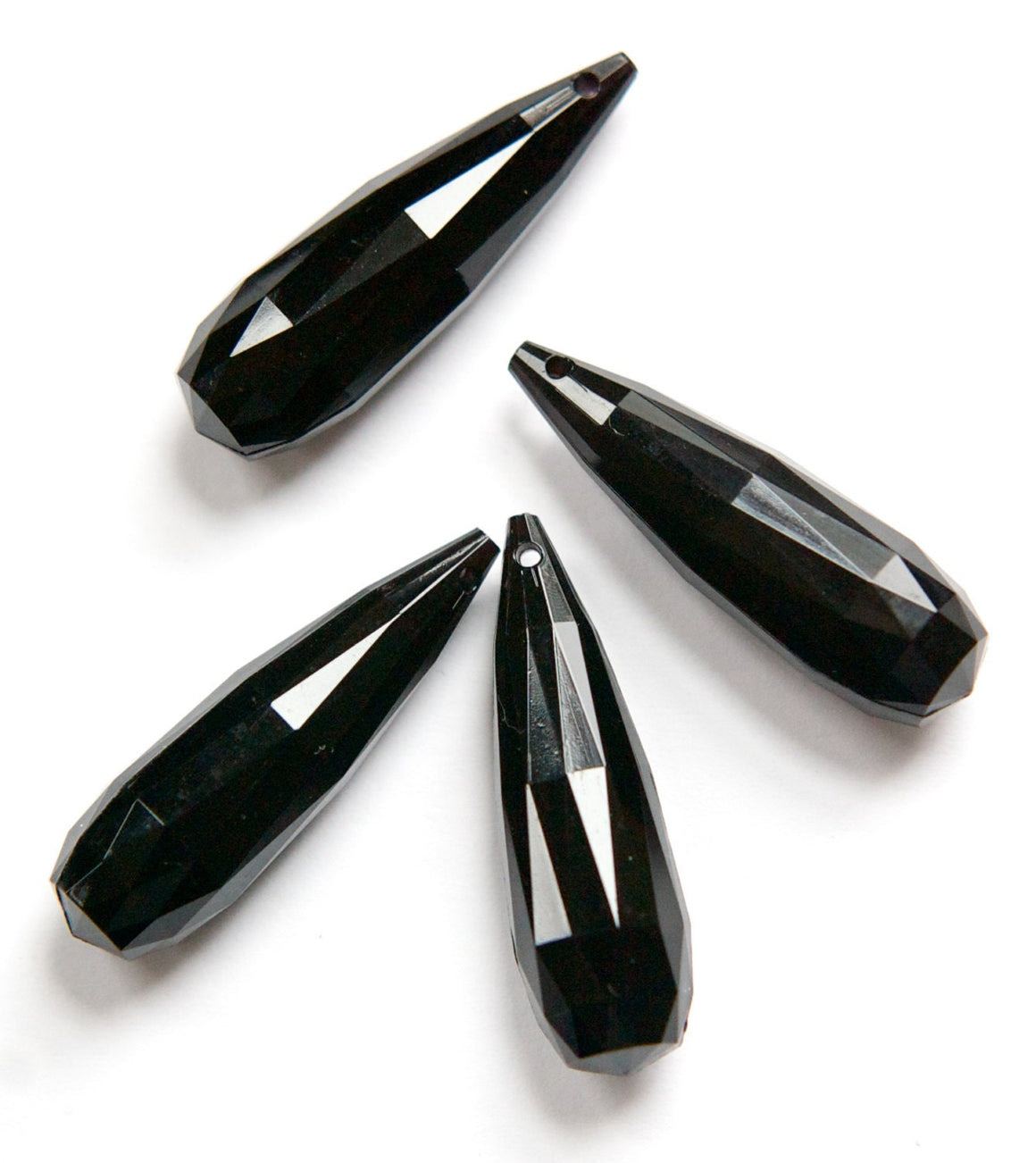 Vintage Black Acrylic Faceted Teardrop Pendants pnd099
