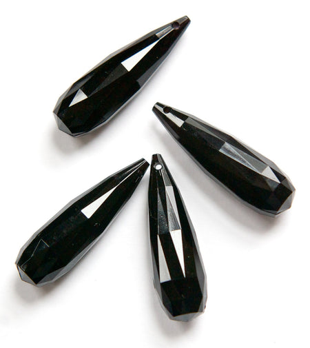 Vintage Black Acrylic Faceted Teardrop Pendants pnd099