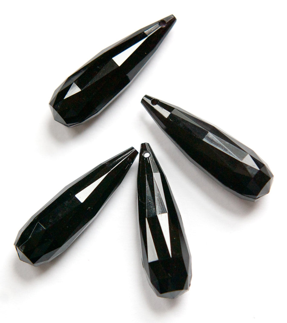 Vintage Black Acrylic Faceted Teardrop Pendants pnd099