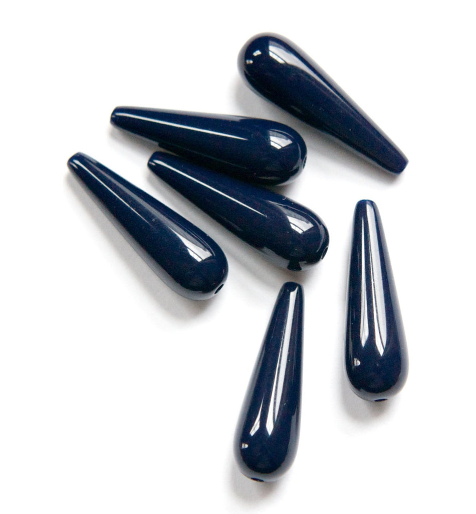 Vintage Acrylic Navy Blue Teardrop Beads lg bds095F