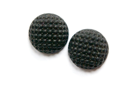 Vintage German Matte Black Glass Bumpy Top Cabochons 18mm cab414