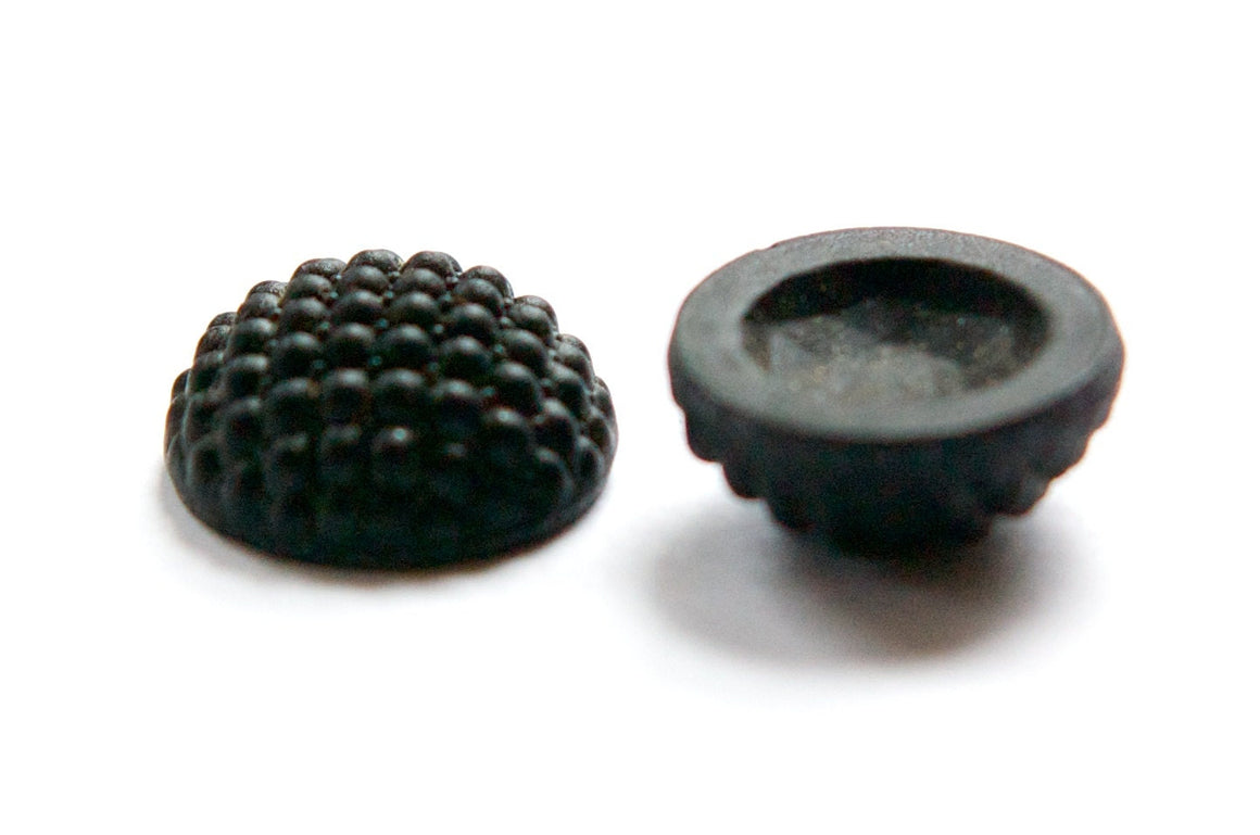 Vintage German Matte Black Glass Bumpy Top Cabochons 18mm cab414