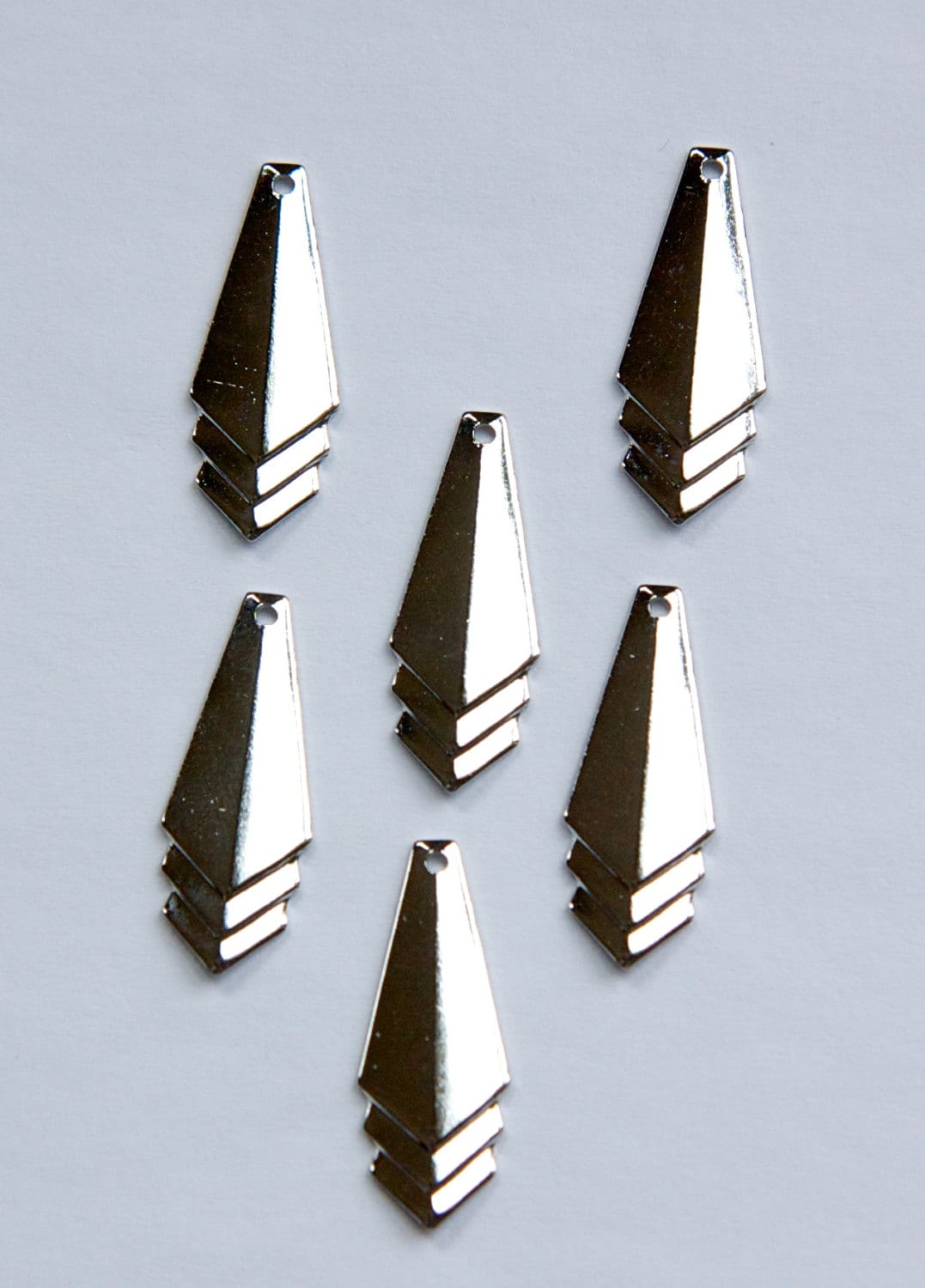 Silver Plated Layered Triangle Pendant Charm Drop SM (6) mtl065K