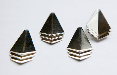 Silver Plated Layered Triangle Pendant Charm Drop LG 45x17mm (4) mtl065L