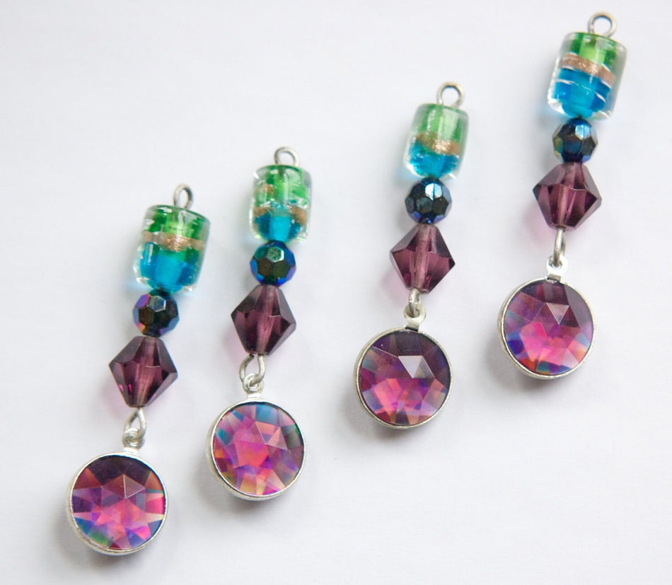 Vintage Assorted Glass Bead Drops with Silver Links drp116