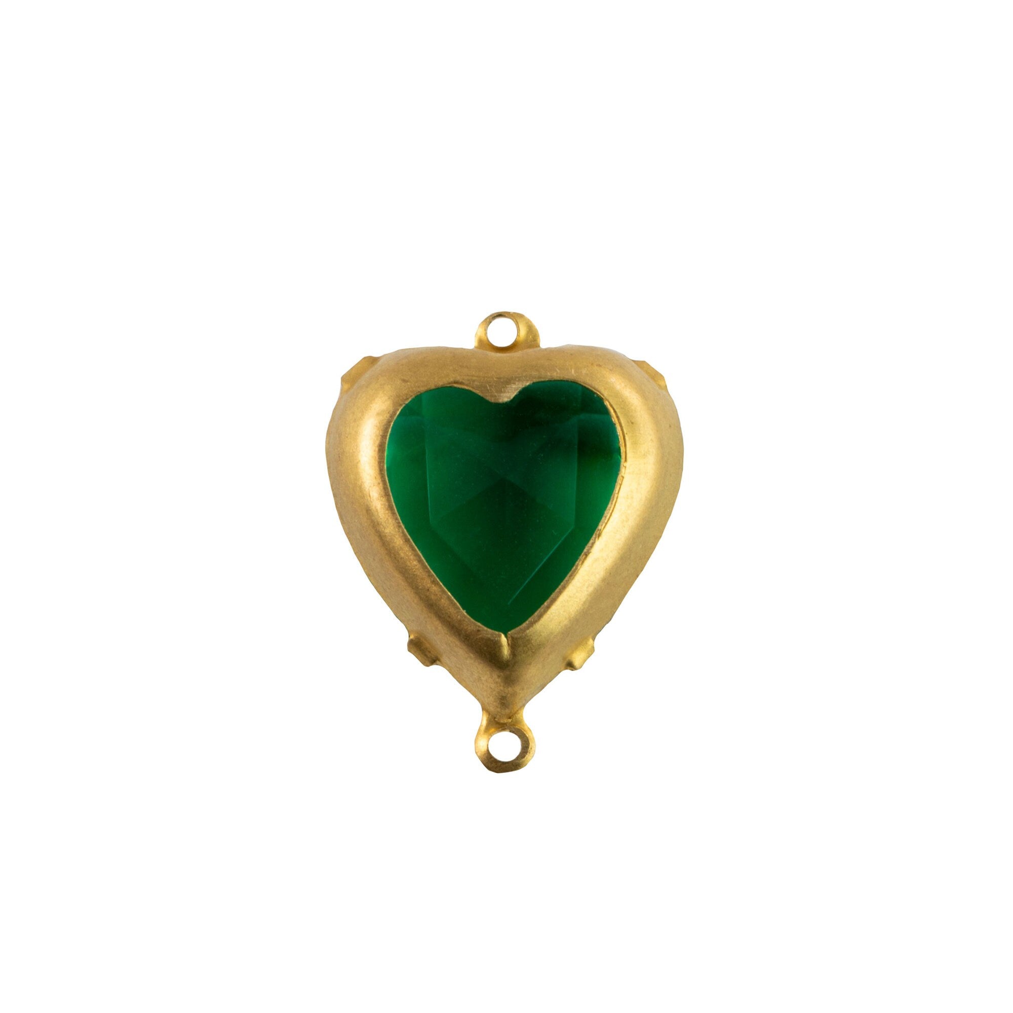 12mm Emerald Faceted Glass Heart Stone in 2 Loop Open Back Setting (2)