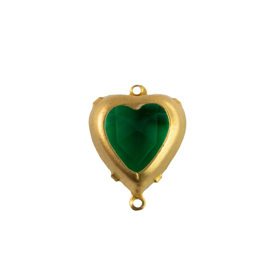 12mm Emerald Faceted Glass Heart Stone in 2 Loop Open Back Setting (2)