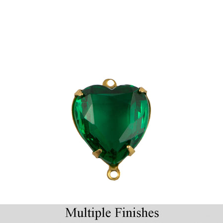12mm Emerald Faceted Glass Heart Stone in 2 Loop Open Back Setting (2)