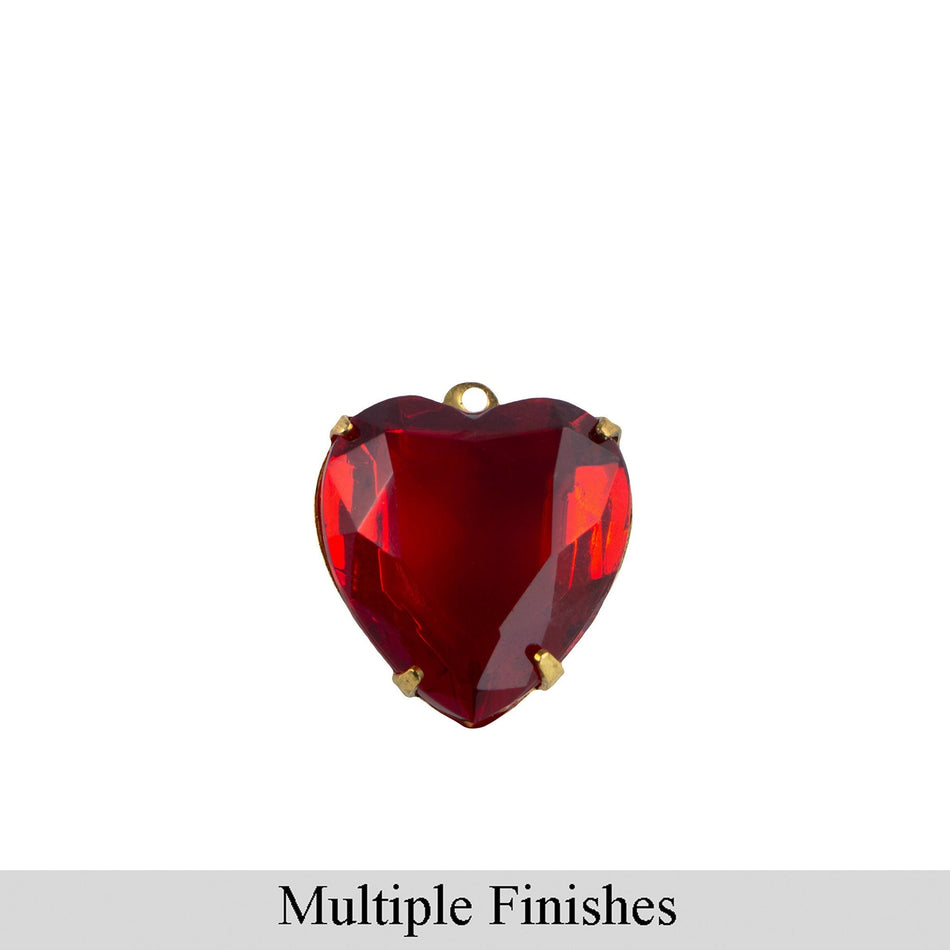 12mm Garnet Faceted Glass Heart Stone in 1 Loop Open Back Setting (2)