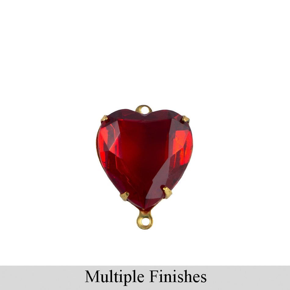12mm Garnet Faceted Glass Heart Stone in 2 Loop Open Back Setting (2)