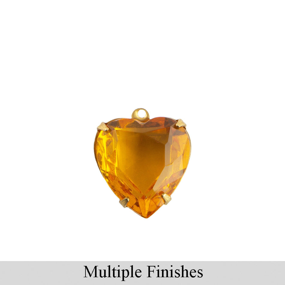 12mm Topaz Faceted Glass Heart Stone in 1 Loop Open Back Setting (2)