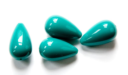 Vintage Acrylic Teal Teardrop Beads 24mm bds205B
