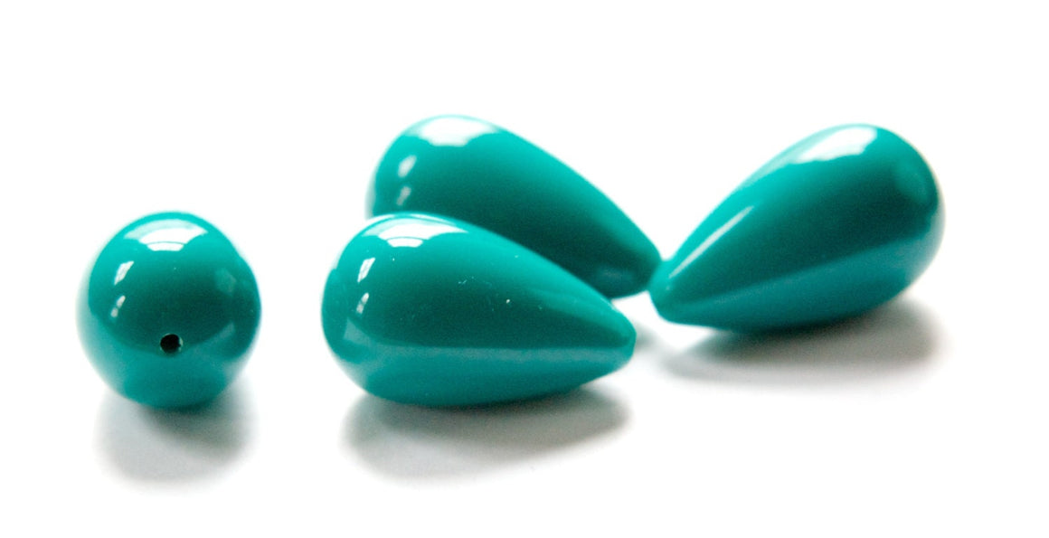Vintage Acrylic Teal Teardrop Beads 24mm bds205B