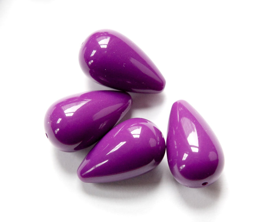 Vintage Acrylic Grape Purple Teardrop Beads 24mm bds205C