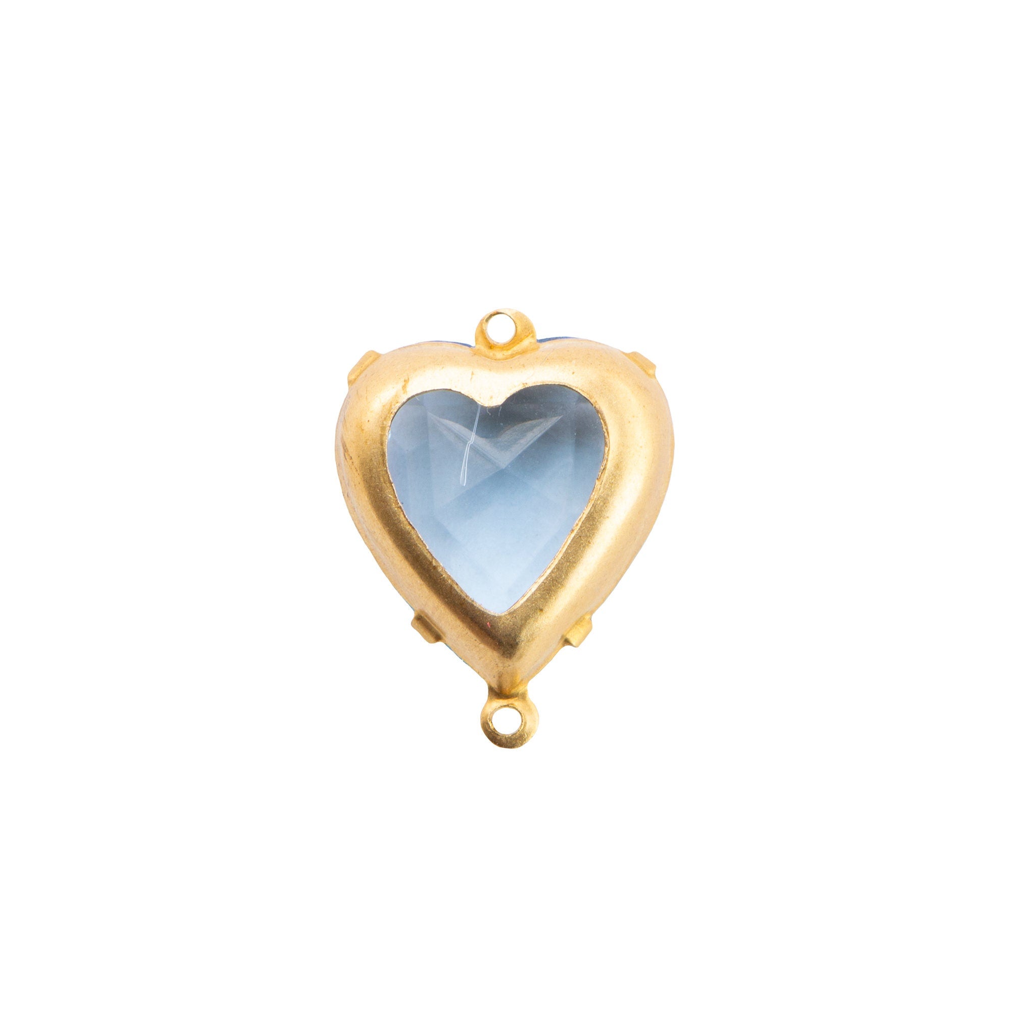 12mm Light Sapphire Faceted Glass Heart Stone in 2 Loop Open Back Setting (2)