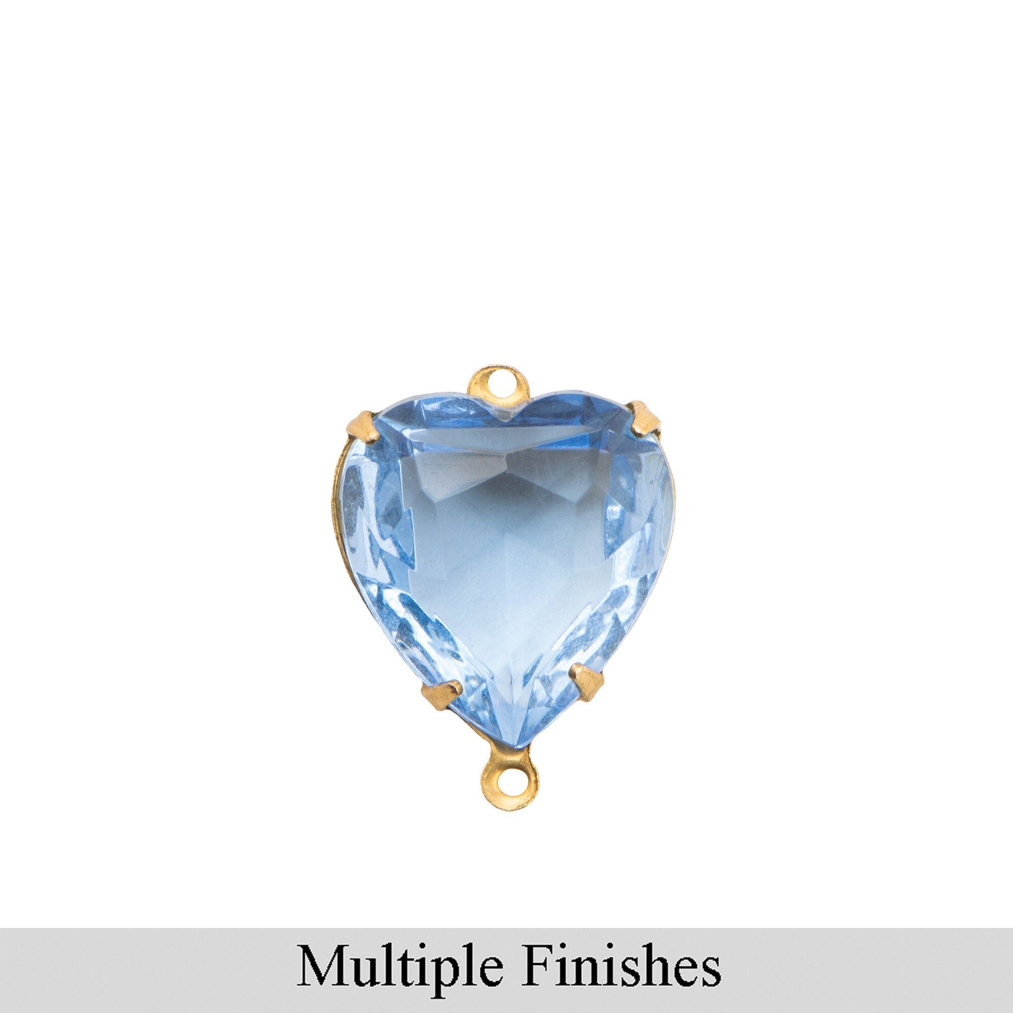 12mm Light Sapphire Faceted Glass Heart Stone in 2 Loop Open Back Setting (2)