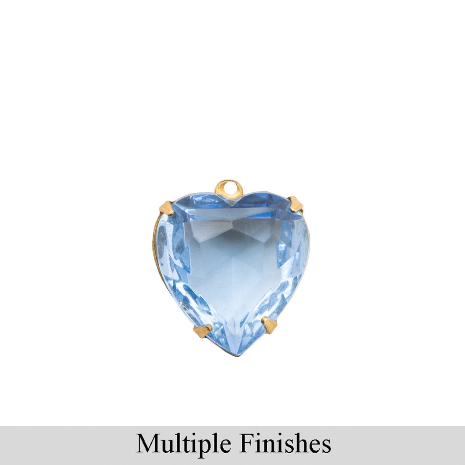 12mm Light Sapphire Faceted Glass Heart Stone in 1 Loop Open Back Setting (2)