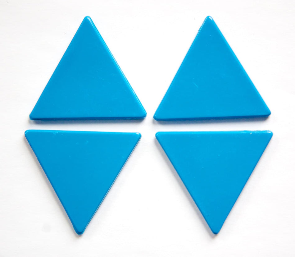 Vintage Medium Blue Acrylic Triangle Cabochon cab569C