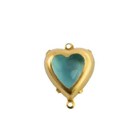 12mm Aquamarine Faceted Glass Heart Stone in 2 Loop Open Back Setting (2)