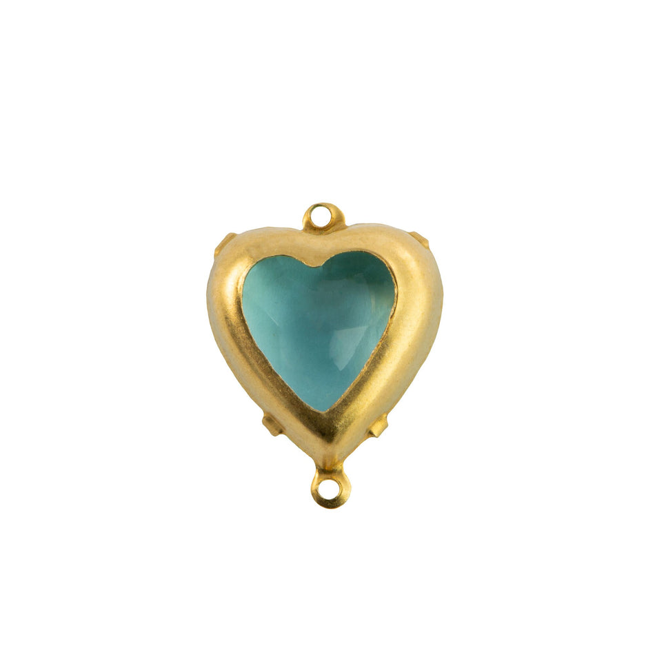 12mm Aquamarine Faceted Glass Heart Stone in 2 Loop Open Back Setting (2)
