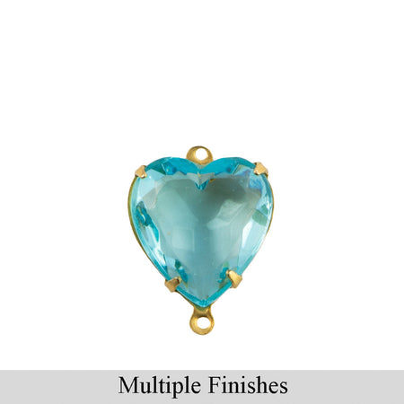 12mm Aquamarine Faceted Glass Heart Stone in 2 Loop Open Back Setting (2)