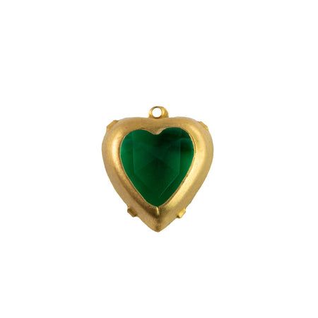 12mm Emerald Faceted Glass Heart Stone in 1 Loop Open Back Setting (2)