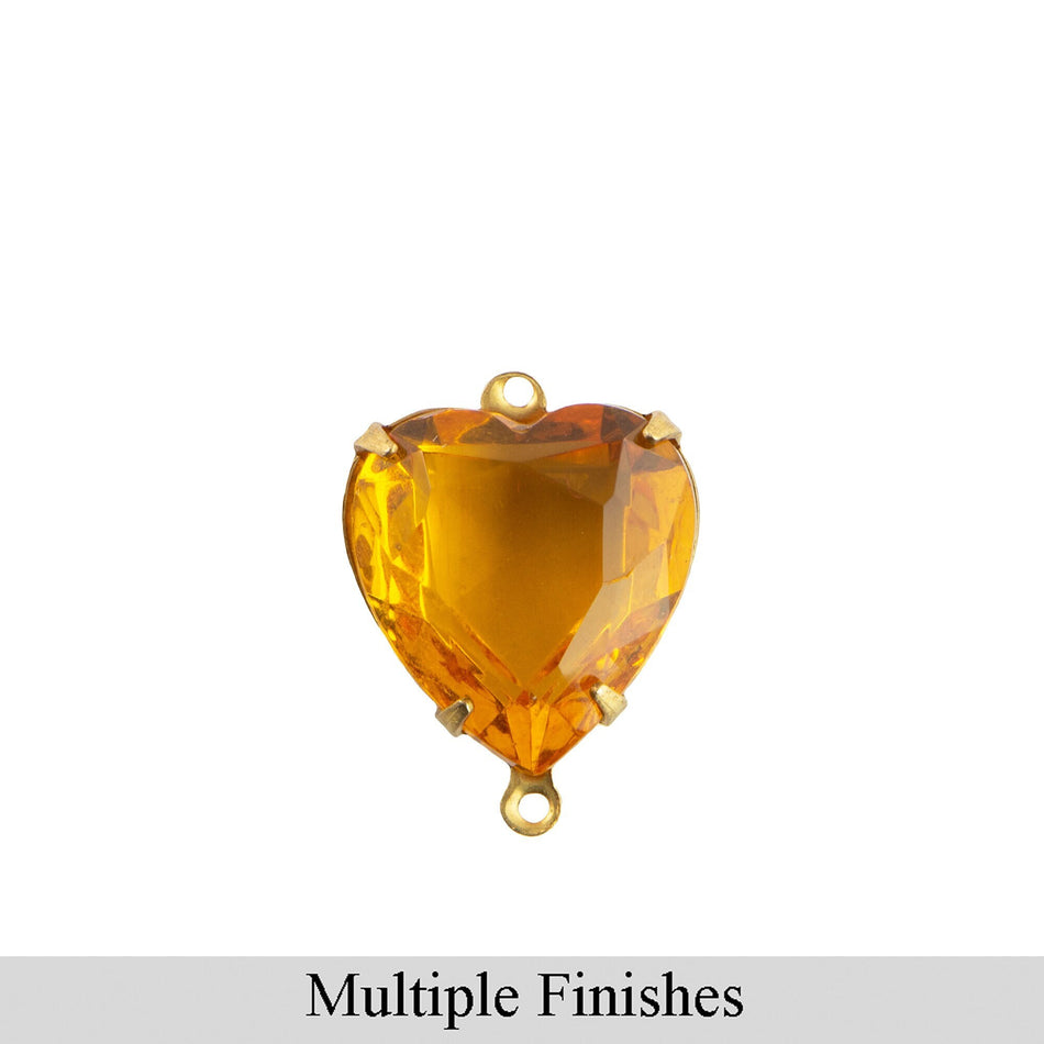 12mm Topaz Faceted Glass Heart Stone in 2 Loop Open Back Setting (2)