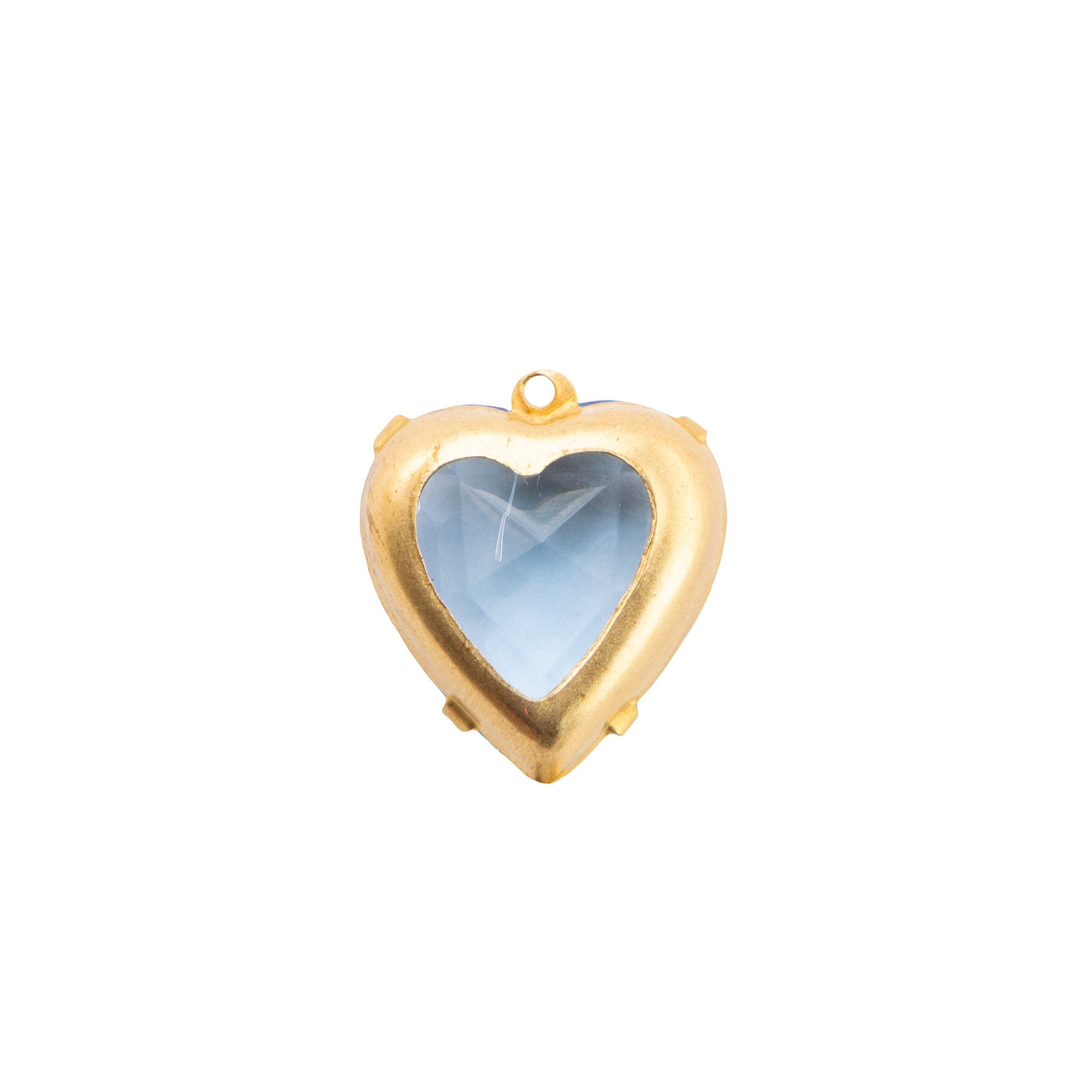 12mm Light Sapphire Faceted Glass Heart Stone in 1 Loop Open Back Setting (2)