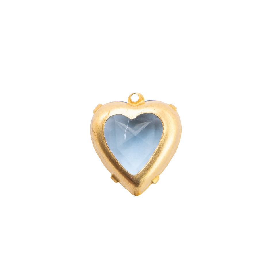 12mm Light Sapphire Faceted Glass Heart Stone in 1 Loop Open Back Setting (2)