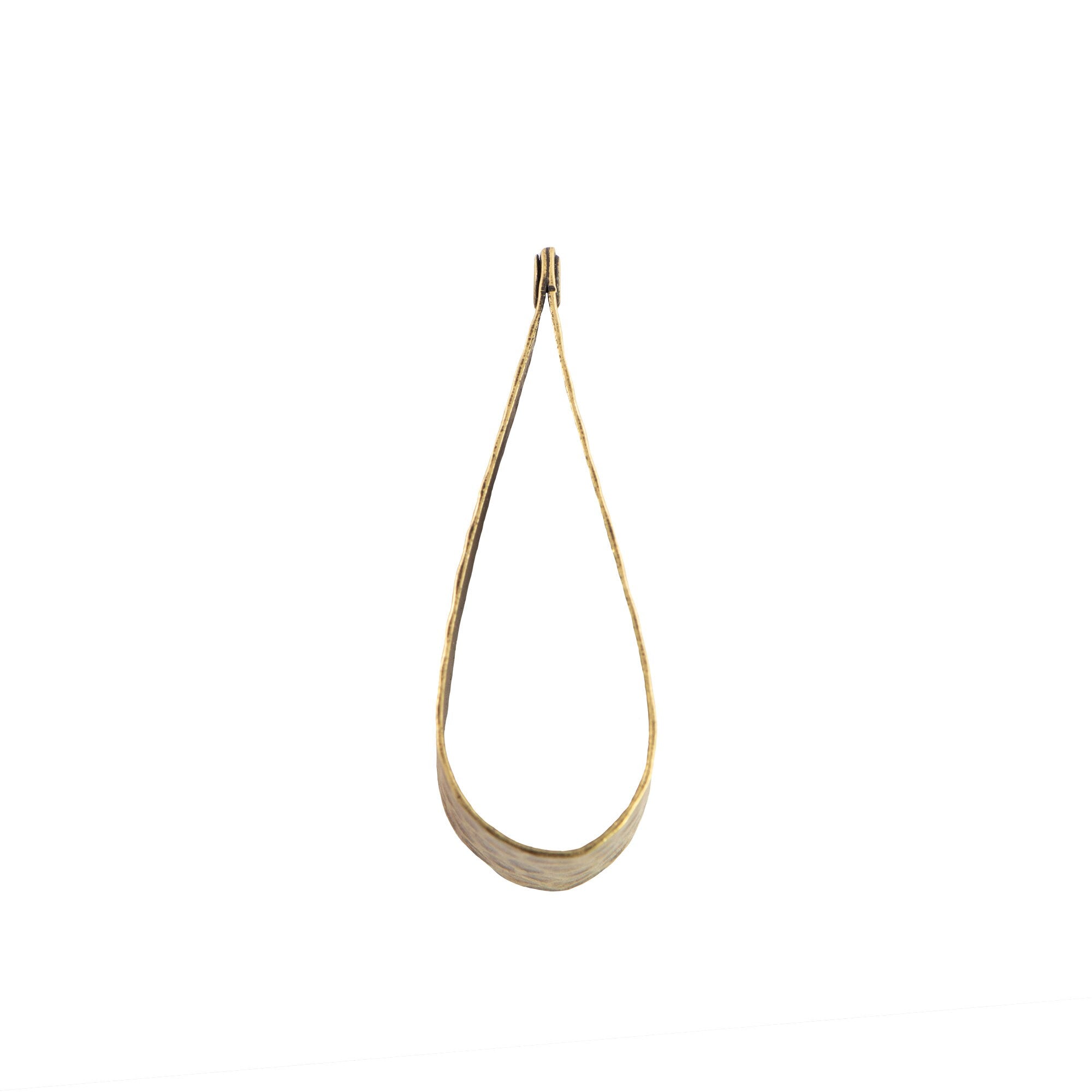 1 Hole Brass Ox Small Hammered 3D Teardrop Hoop Pendant 39x13mm (2)