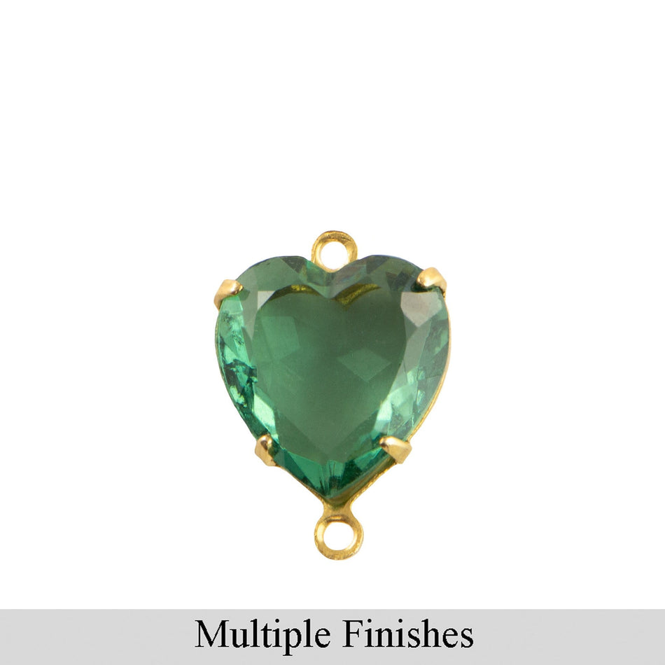 12mm Turmaline Faceted Glass Heart Stone in 2 Loop Open Back Setting (2)