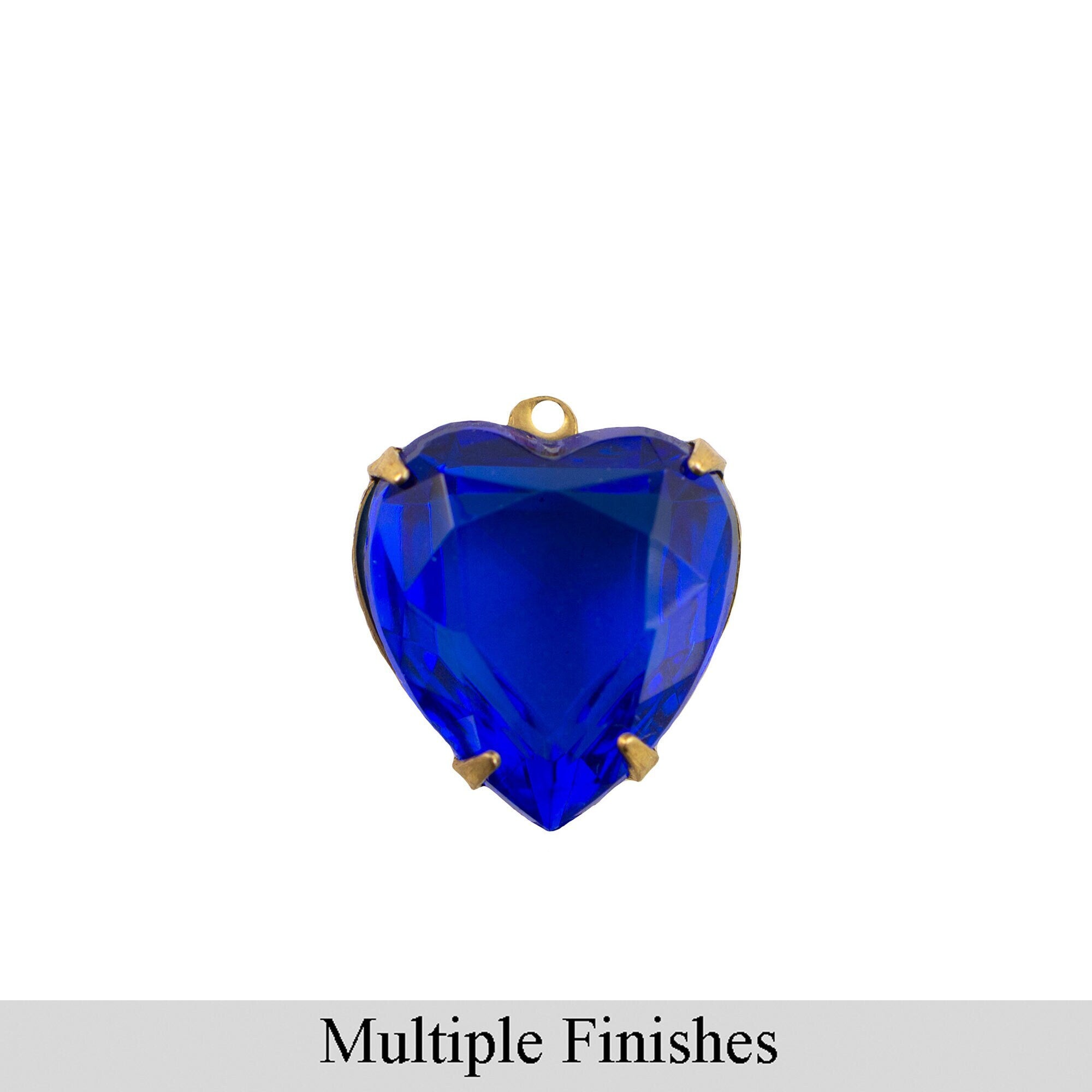 12mm Sapphire Faceted Glass Heart Stone in 1 Loop Open Back Setting (2)