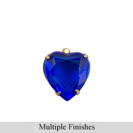 12mm Sapphire Faceted Glass Heart Stone in 1 Loop Open Back Setting (2)
