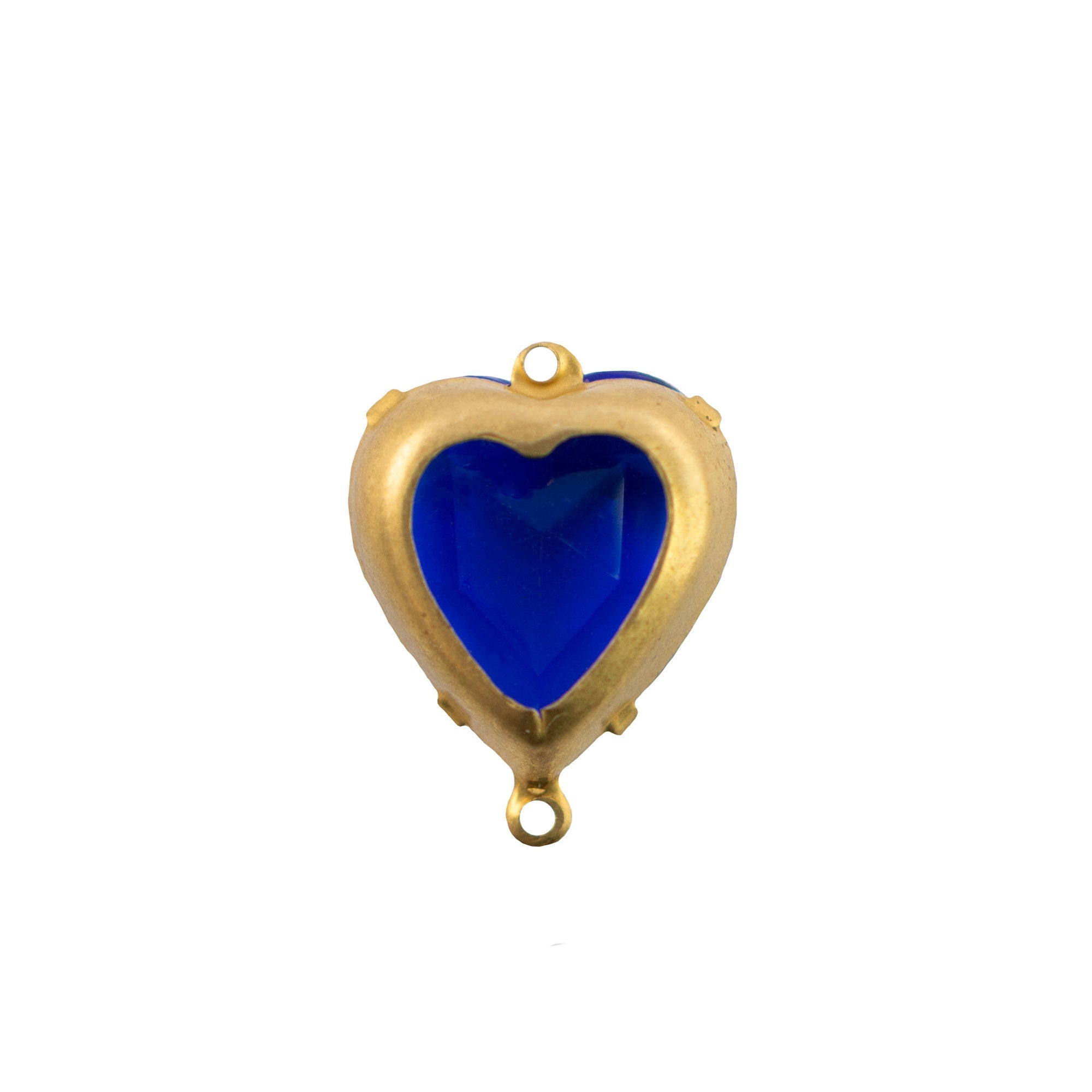 12mm Sapphire Faceted Glass Heart Stone in 2 Loop Open Back Setting (2)