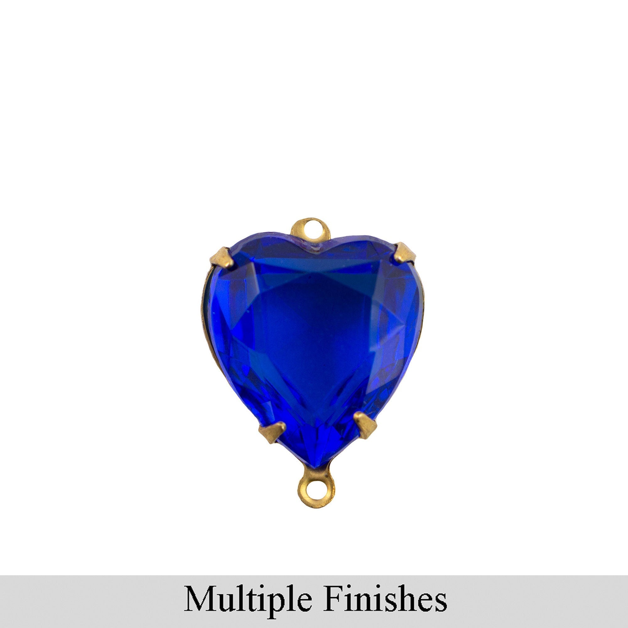 12mm Sapphire Faceted Glass Heart Stone in 2 Loop Open Back Setting (2)