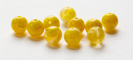 Vintage Yellow and White Marbled Lucite Beads 10mm bds960K