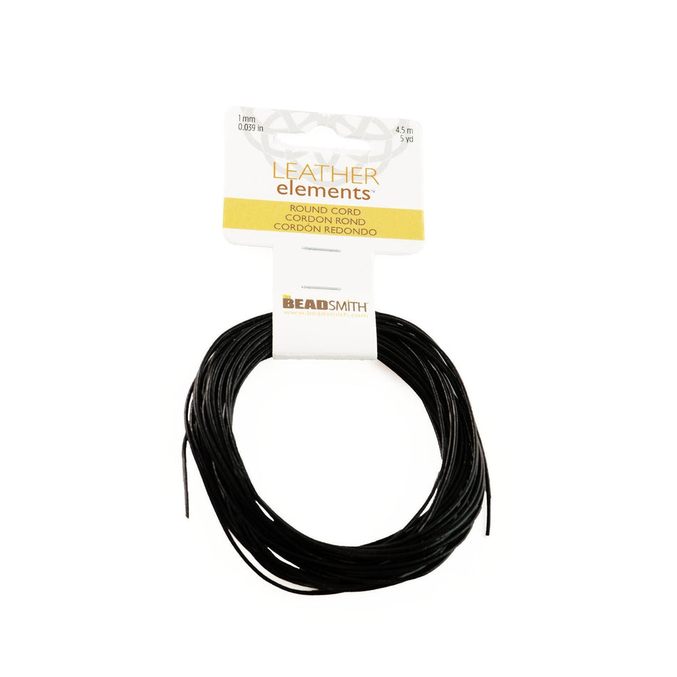 Basic Elements Black Leather Cord 1mm/5yds