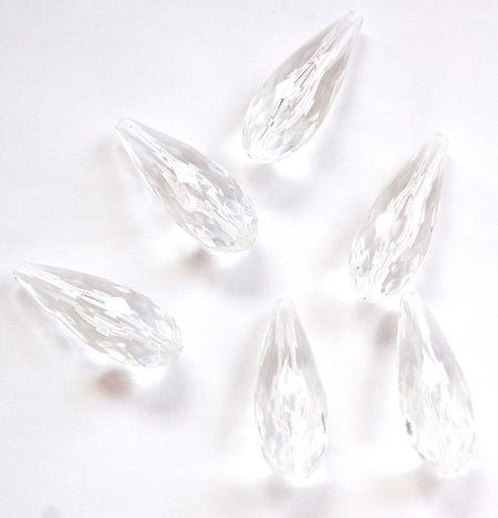 Vintage Clear Faceted Teardrop Acrylic Beads 30mm (4) bds245
