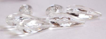 Vintage Clear Faceted Teardrop Acrylic Beads 30mm (4) bds245