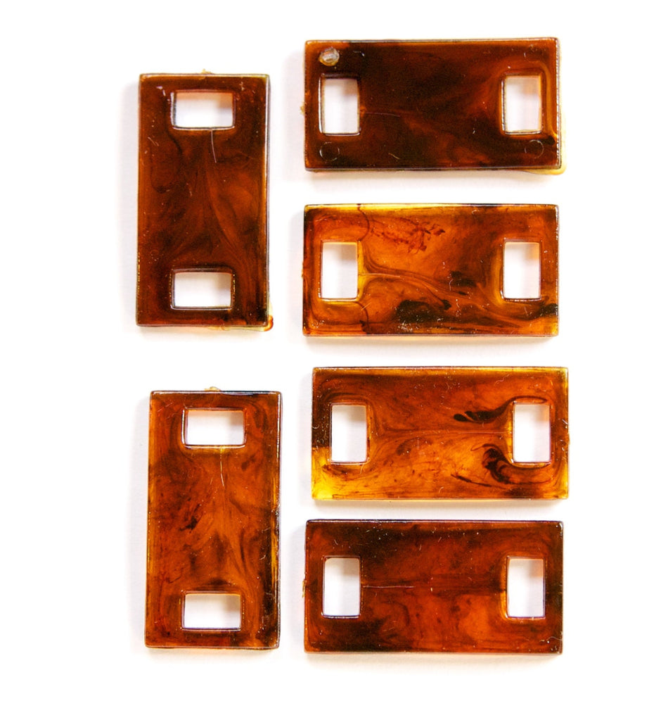 Vintage Acrylic Tortoise Rectangle Connector Drops (6) chr132