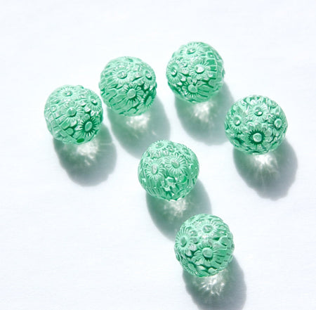 Mint Green on Crystal Etched Acrylic Beads 12mm (10) bds745A