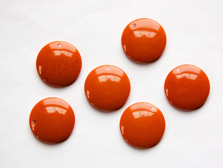 Vintage Pumpkin Orange Acrylic Circle Charms Drops (6) pnd161