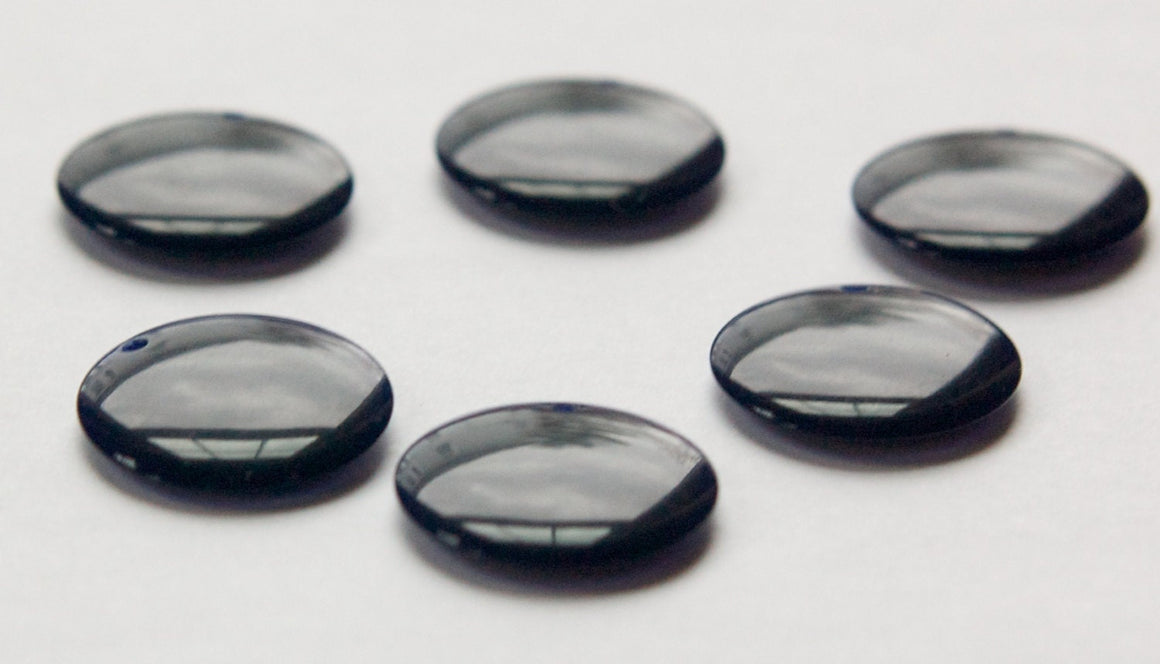 Vintage Navy Blue Acrylic Circle Charms Drops (6) pnd161C